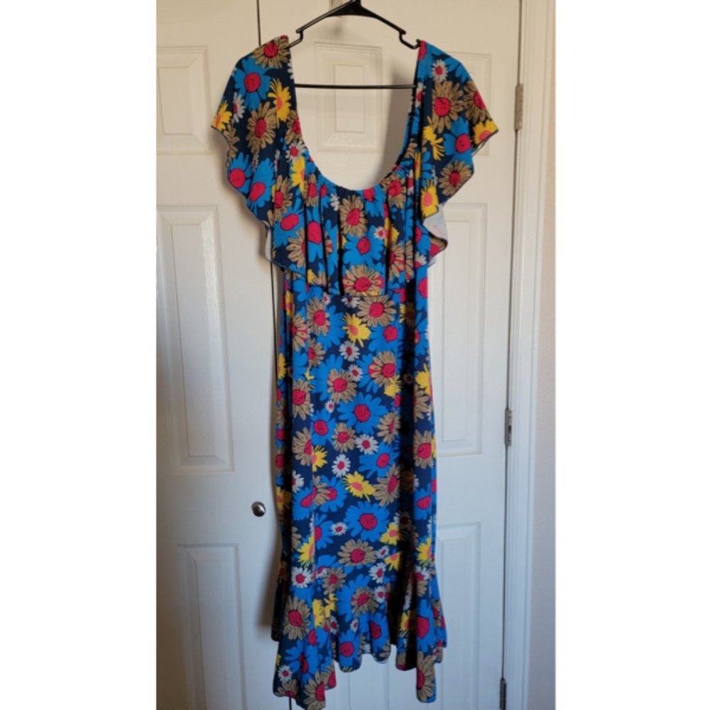 LulaRoe 3XL Cici Dress - Blue w/ Floral Print